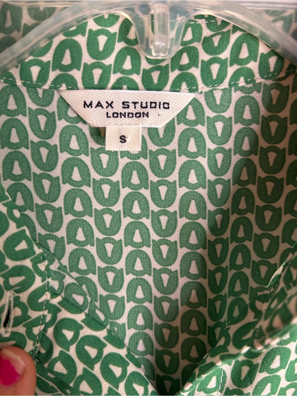 Max Studio Green Printed Maxi Shirt Dress with Tie Belt - Picture 3 of 5